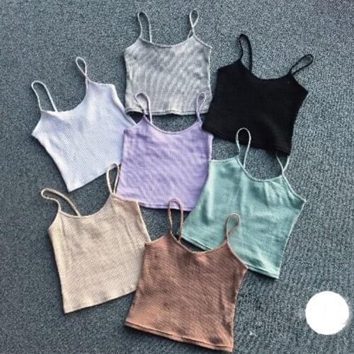 2020 Short-tops Camisole Women Sexy Underwear Summer Dew Navel Cotton Sleeveless Colored Color