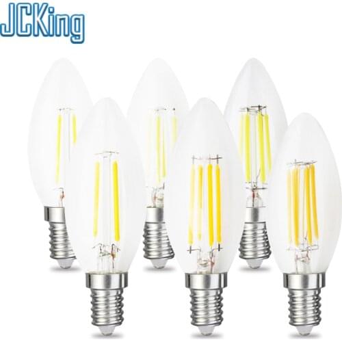 JCKing Dimmable LED Light Bulbs 2W 4W 6W Filament Lamps Edison Vintage Retro Dimming Bulbs for Incandescent Chandelier Light