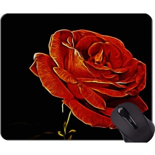 Natural Rubber Mouse Pad Printed with Rose art flower -Stitched Edges