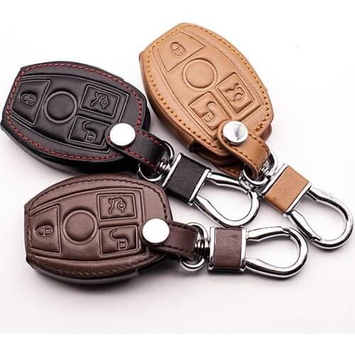 Leather Key Holder Case Rings For Mercedes W124 W202 W 210 W210 W211 W204 C E S Cls Clk Cla Slk Ml Classe For Mercedes Keychain