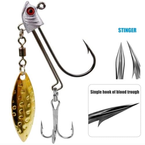 7g 10g 17g 3D Eye Jig Head With Spoon Artificial Bait Lead Jig Hook For Soft Lure Fishing Accessories Strong Attraction For Fish