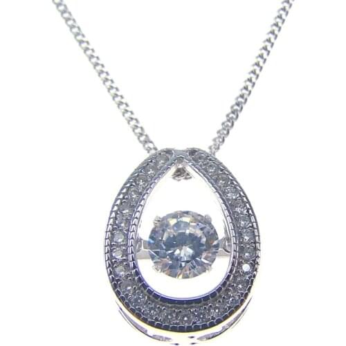 925 Sterling Silver Moving Stone Horseshoe Pendants Dancing Diamond Dancing CZ Womens Pendant