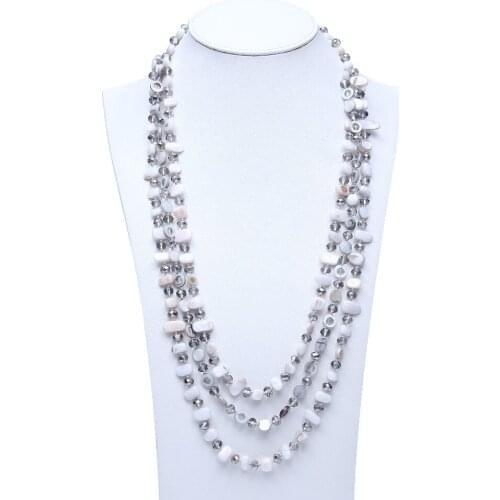 Summer ocean shell jewelry crystal beads multilayer necklace unique irregular shape shell beach accessories long beads necklace