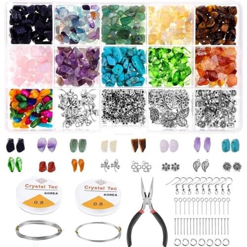 875Pcs Crystal Chip Beads and Jewelry Making Gemstones Kit for Jewelry Earring Necklace and Bracelets Making Supplies