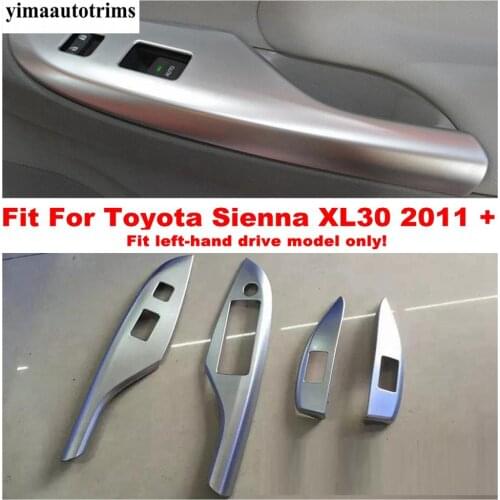 Door Window Glass Panel Armrest Lift Switch Button Cover Trim For Toyota Sienna XL30 2011 - 2020 Carbon Fiber / Matte Accessory