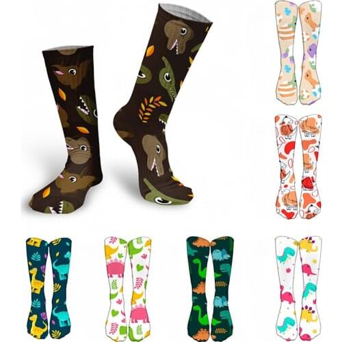 3D Pure Cotton Women High Socks Cute Cartoon Animal Colorful Knee Socks Sports Riding Elastic Long Socks School Girl Calf Socks