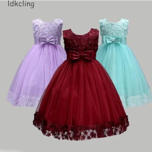New 3-8Y Flower Girl Dress Kids Ball Gown Clothing For Girls Graduation Princess Summer Girl Party Dress For Communication
