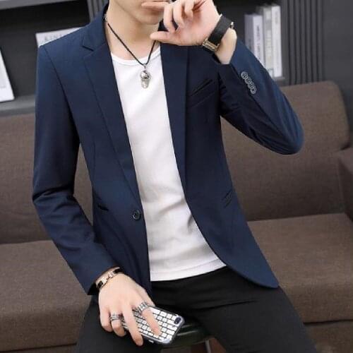 New style casual slim Western-style clothes high quality mens pure color handsome youth simple elegant Western-style clothes