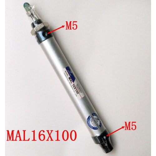 Single Rod Cylinder MAL16X100 Bore 16mm Stroke 100mm Aluminum Alloy Pneumatic Air Cylinder