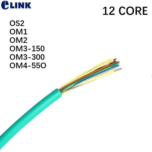 100Mtr 12 cores bundle fiber optic cable GJFJV-12 indoor OS2 OM1 OM2 OM3 OM4 9/125 50/125 62.5/125um SM MM 12 fibers wire ELINK