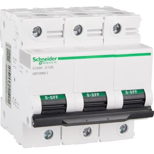 Original export C120H distribution protection small circuit breaker 3P D curve 125A 400VAC 50/60Hz A9N19830