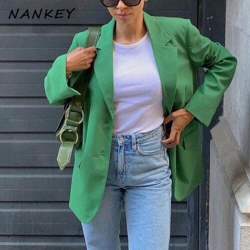 NANKEY Sping Autumn Single Breasted Long Sleeve Women Jacket Elegant Outfits Office Lady Casual Blazers Female Green Coats