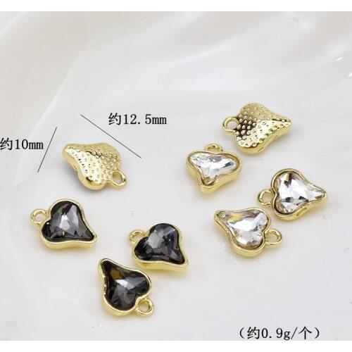 Fashion DIY Earring Accessories 12.5*10mm Strawberry Love Heart Rhinestone Pendant Handmade Ear Material 12PCS