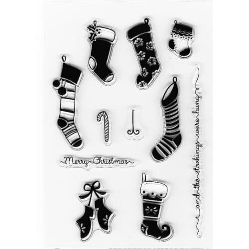 Christmas Sock Clear Stamps Card Making Transparent Silicone Stamps for Papercraft