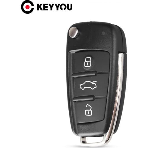 KEYYOU 3 Buttons Flip Car Key Remote Folding Key Cover Shell Fob Case Key For Audi A2 A3 A4 A6 A6L A8 S5 Q7 TT