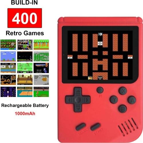 Retro FC Game Console with 400 NES Classic Games 3" Portable Handheld Gameboy Yellow Rechargeable Red Color Vintage FC NES Games