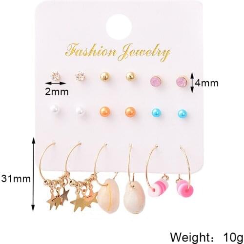9 Pairs/ Set серьги 2021 тренд Earrings For Women Round Circle Earrings Fashion Simulated Pearl Stud Earrings Jewelry Sets