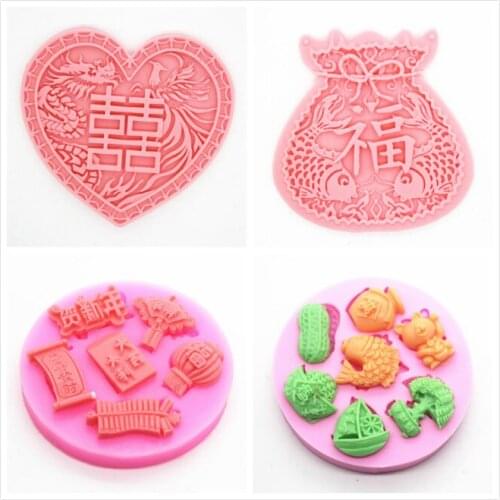 Silicone mold Chinese New Year series pattern fondant cake chocolate decoration mold DIY cake tools