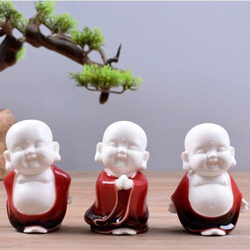 Maitreya Buddha Statue New Chinese White Porcelain Creative Smile Maitreya Office Living Room Desktop Cute Character Craft