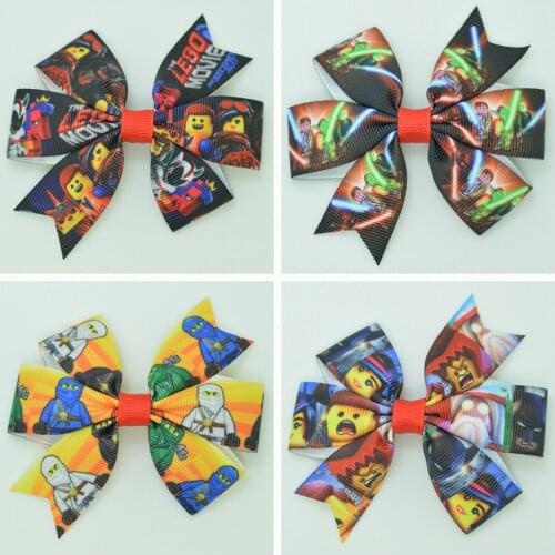 SUPWRF 3.1'' toy kids hair accessories hair Bow With Clip hair ties Printed Ribbon headwear wholesale 20 PCS T0929