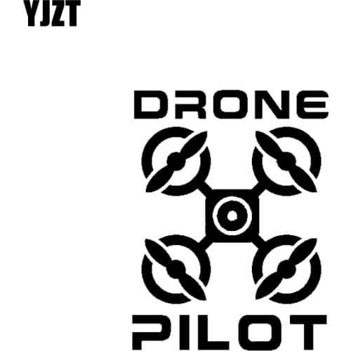 YJZT 10.2CM*13.4CM Cartoon " DRONE PILOT " UAV Drone Car Sticker Vinyl Decal Black/Silver C3-0193