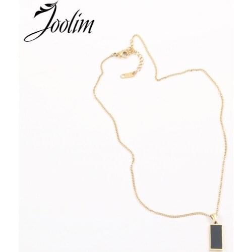Joolim Jewelry Gold Finish Retro Square Pendant Necklace Stainless Steel Necklace