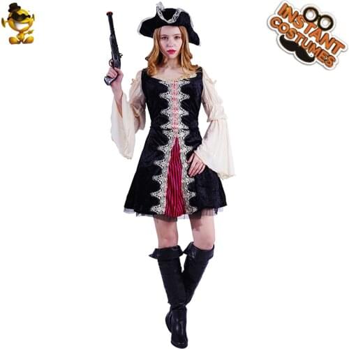 Womens Pirate Costume Fancy Dress Woman Luxury Pirate Dress for Ladys Cosplay Adult Halloween Costumes