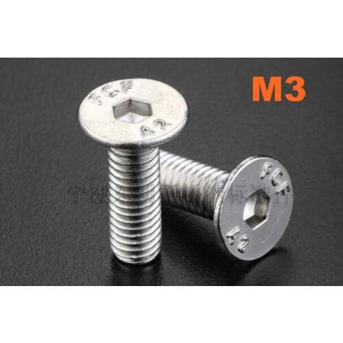 1000pcs/lot M3*4/5/6/8/10/12/14/15/16/18/20/22/25/30/35/40/45/50/55/60 DIN7991 Stainless steel hex socket countersunk head screw
