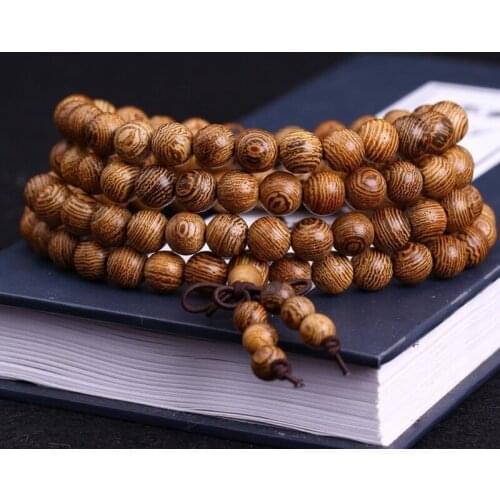 108 *0.8cm Wenge Prayer Beads Tibetan Buddhist Mala Buddha Bracelet Rosary Wooden Bangle Jewelry