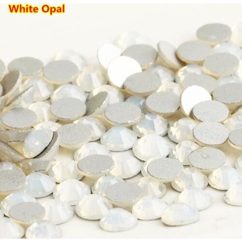 1440 White Opal Glass 3D Nail Art Decorations ss3 ss4 ss5 ss6 ss8 ss10 ss12 ss16 ss20 ss30 Crystal Nails Non HotFix Rhinestones