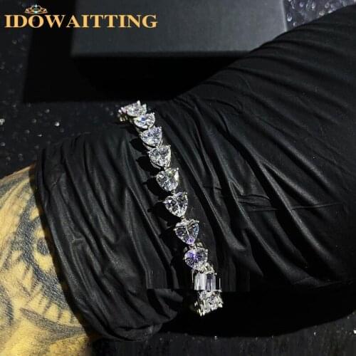 Iced Out Bling 5A Cubic Zirconia Heart Shaped Cz Tennis Chain Bracelet For Women Valentines Gift Girlfriend Lover Jewelry