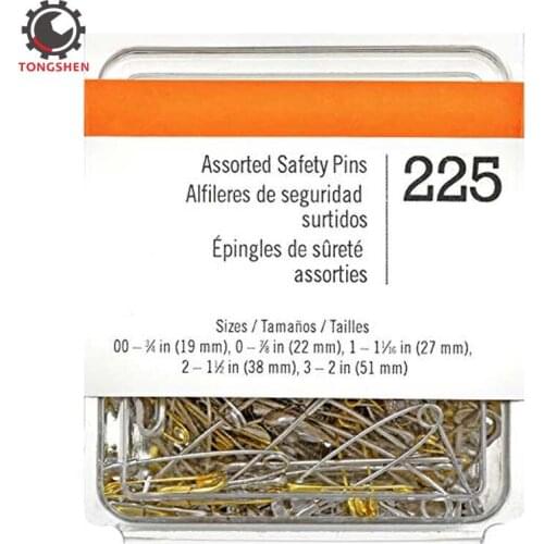 225pcs Steel Safety Pins Sewing Pins with Nickel Finish Assorted Sizes Jewelry Safety Pins Findings Sewing Craft Accessories