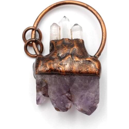 3pcs Raw Natural Amethysts Stone Point Pendant Purple Irregular Cluster Geode Druzy Crystal Quartz Healing Stone Pendant Women