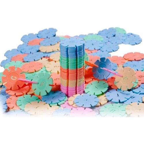 300-1000pcs Plastic Snowflake Interconnecting Blocks Building & Construction Toys Children 3D Puzzle Kindergarten Baby Game Toy