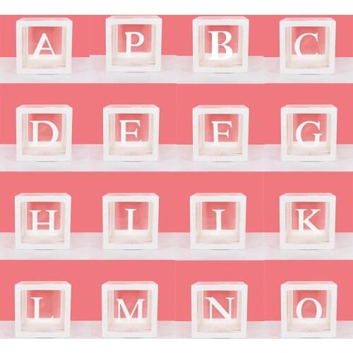 A-Z letter Transparent Name Balloons Box BABY ONE GIRL BOY Gender Reveal Party Gift Box Wedding Decor Birthday Party Baby Shower