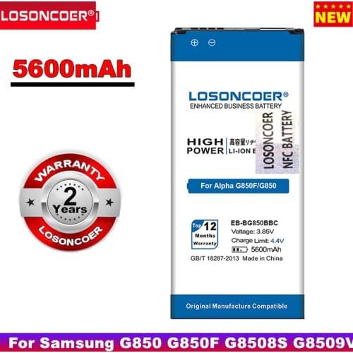 LOSONCOER 5600mAh Battery for Samsung Galaxy Alpha NFC G850F G8508S G850T G850V G850M G850A G850 EB-BG850BBE NFC