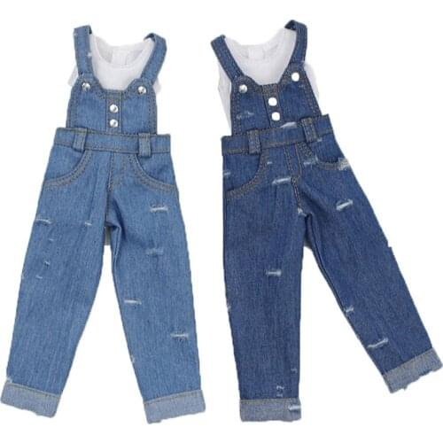 DBS blyth doll clothes to white lace with blue jeans it suitable for 1/6 bjd normal joint body icy, jecci five