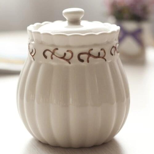 Large Ceramic Storage Jar Lid Sealed Cans Dried Fruit Kitchen Food Storage Tank Sugar Bowl Seasoning Cans Latas De Condimentos