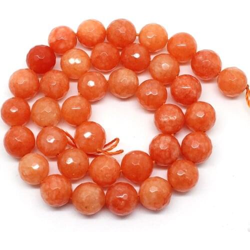 Natural Stone Beads Faceted Orange Chalcedony Loose Spacer Beads For Jewelry Making 4/6/8/10/12mm DIY Handmade Bracelets 15