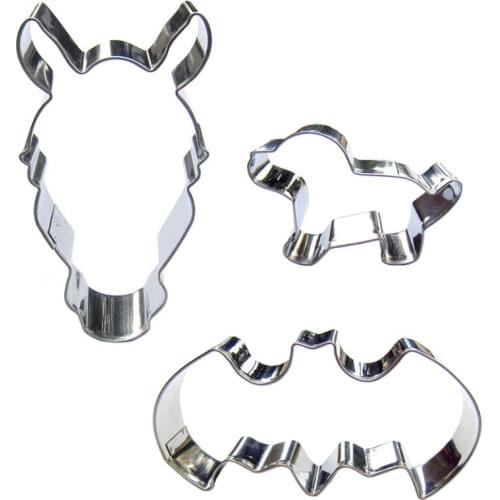 Horse head, Bat, Baby Dog shape 3 piece biscuit cutting molds, baking tools, cake decorating soft candy tools