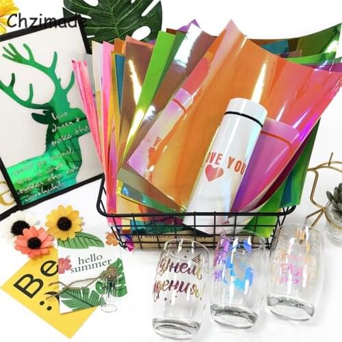 Chzimade 15Pcs 12×12'' Hot Stamping Foil Paper Holographic Heat Transfer Vinyl Film For Clothes Handbags Diy Handmade Crafts