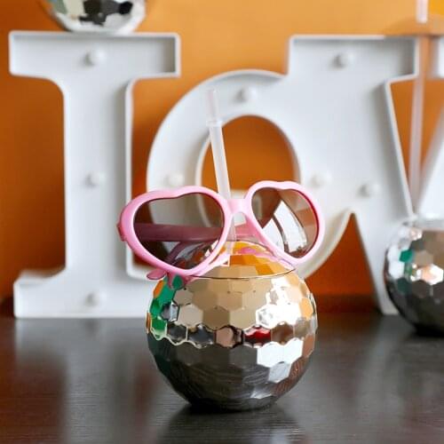 Creative DISCO Mirror Ball Cold Drinks Mug With Straws PP Portable Yerba Mate Tea Cup Wedding Birthday PARTY Bar Cocktail Glass