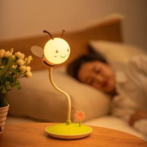 Creative Bee Charging Nightlight Usb Cute Children Bedside Lamp Desk Timing Off Sleep Night Light Led Lamp Table Lamp Bedroom