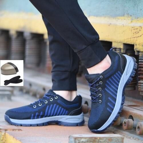 Men Fashion Casual Work Safety Shoes Breathable Labor Insurance Puncture Proof Sneakers Steel Toe Boots Breathable Working Shoes