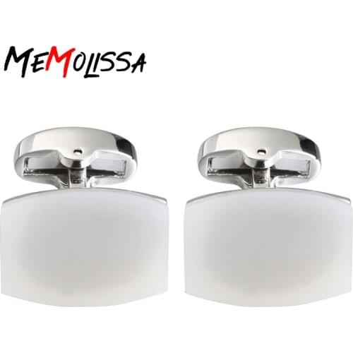 MeMolissa White Opals Wedding Party Shirt Cufflinks for mens Brand cuff button cuff links High Quality abotoaduras Jewelry