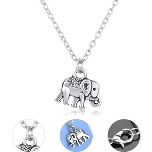 Fashion Ancient Silver Color Necklace For Women Man Cute Little Elephant Silver Color Pendant Necklace Party Jewelry
