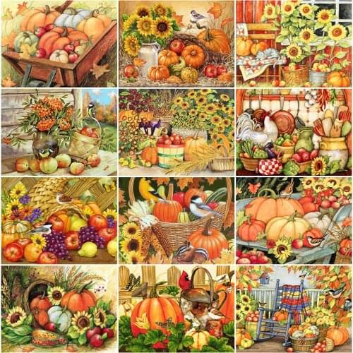 MomoArt Diamond Painting Sunflower Cross Stitch Diamond Mosaic Pumpkin Full Square Embroidery Rhinestones Flower Decor For Home