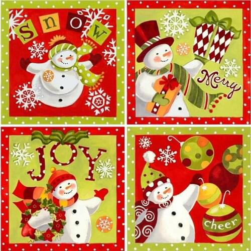 MomoArt 5D DIY Diamond Painting Snowman Rhinestone Art Diamond Embroidery Cartoon Cross Stitch Winter Wall Decoration