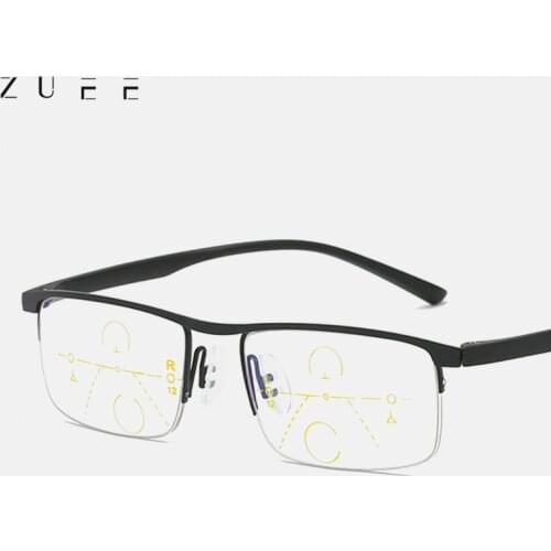 Multifocal Progressive Reading Glasses Men Women Anti Blue UV Protect Presbyopic Glasses Half Frame Automatic Adjustment Eyewear