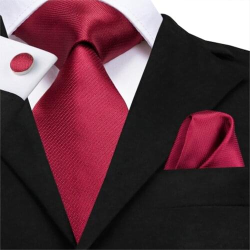SN-3121 Hi-Tie 8.5cm 100% Silk Men Tie Light Red Striped Neckties for Men Classic Party Wedding Handkerchief Cufflinks Tie Set